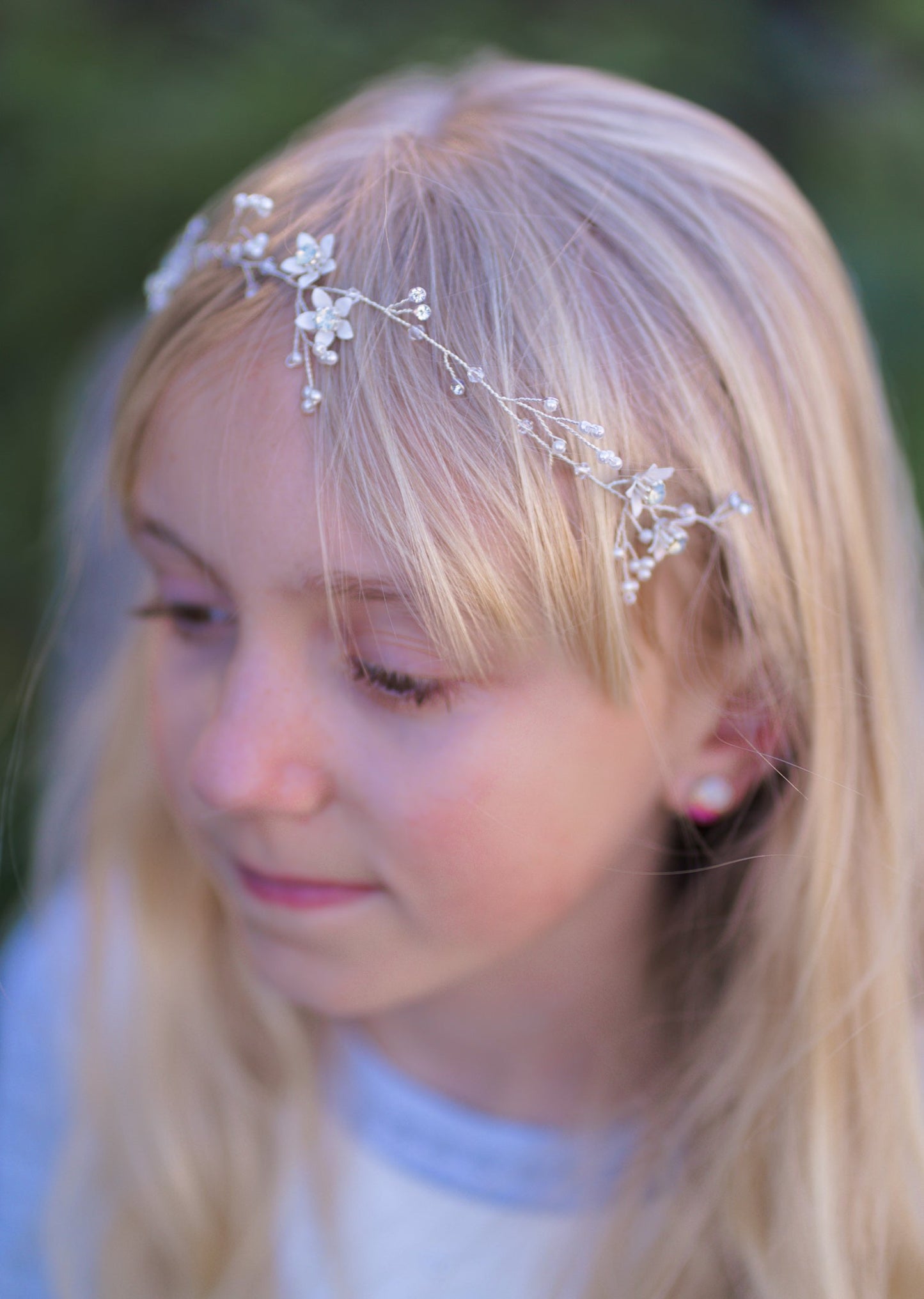 Moonstone floral hair wreath