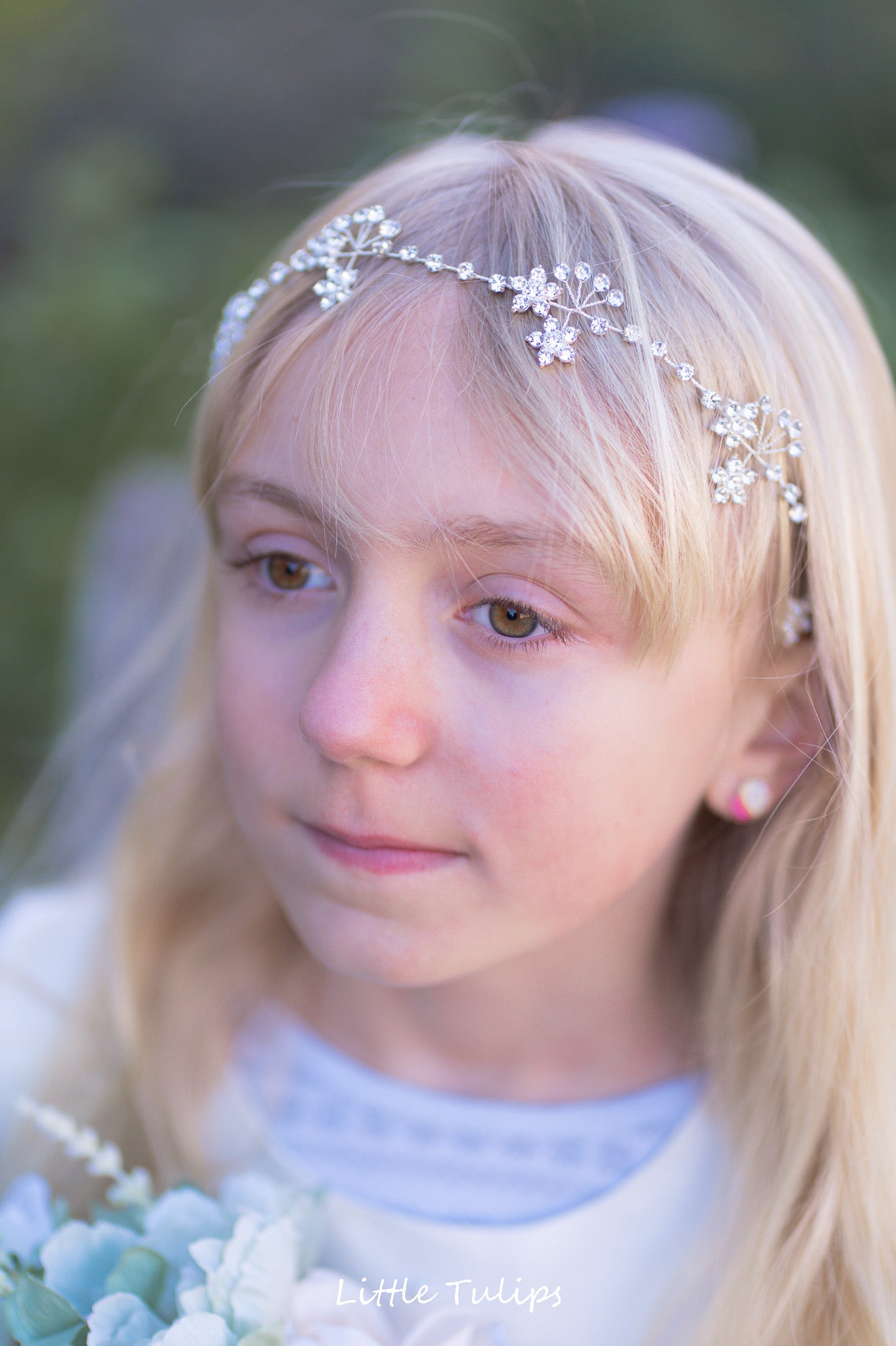 Rhinestone floral hair wreath