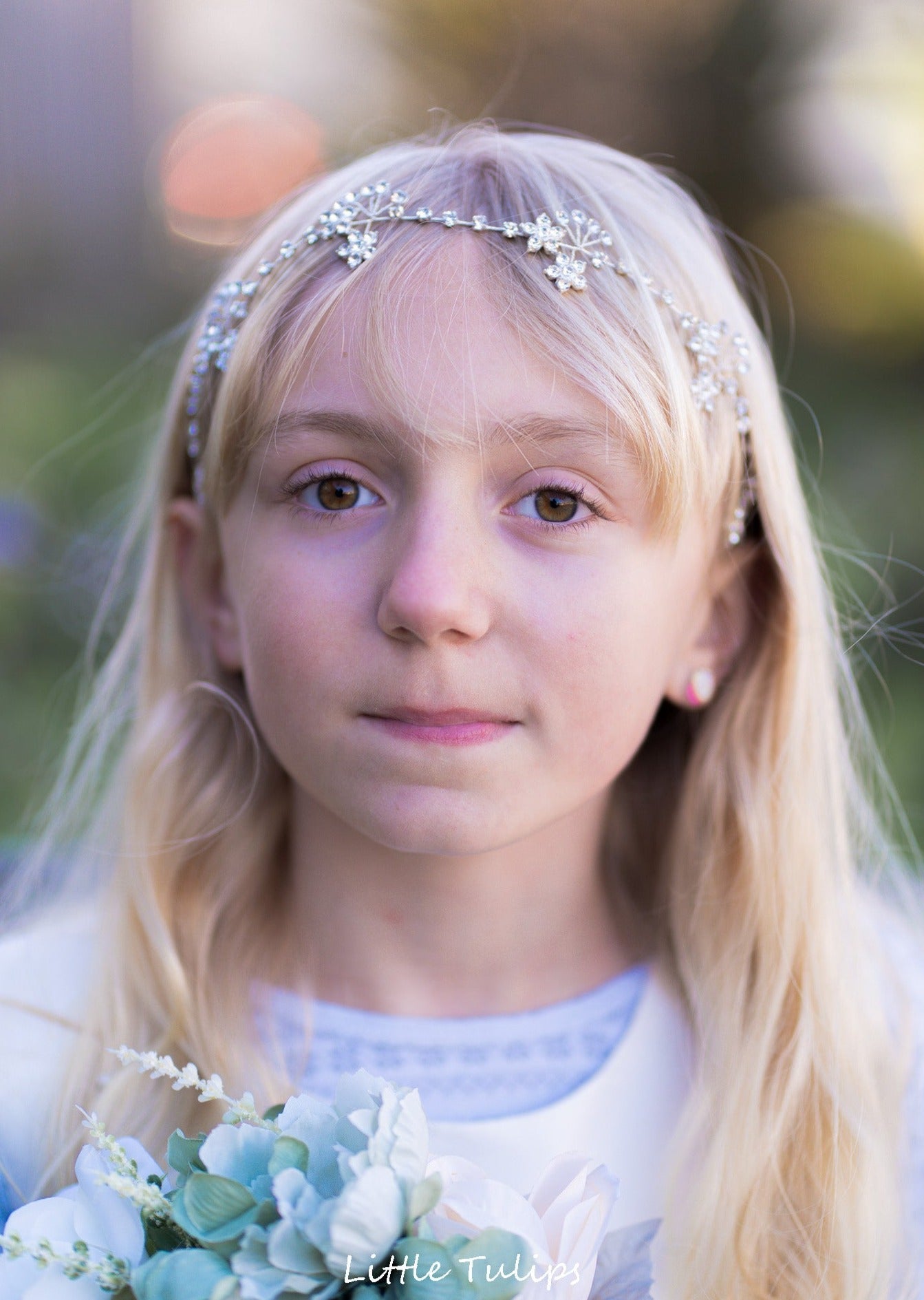 Rhinestone floral hair wreath