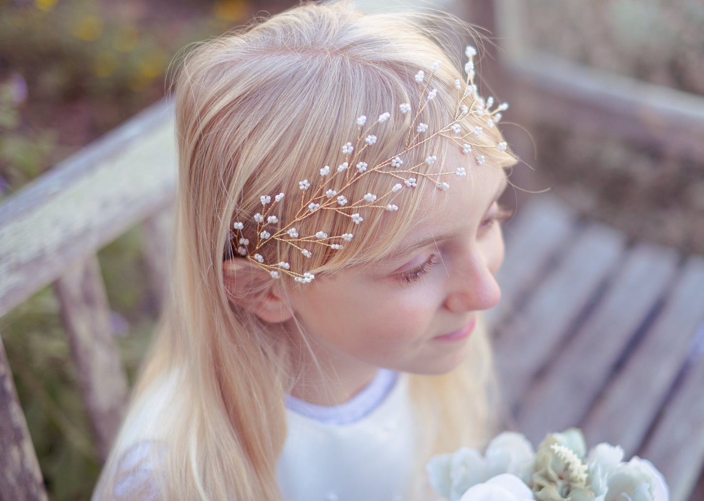 Boho mini pearl hair wreath