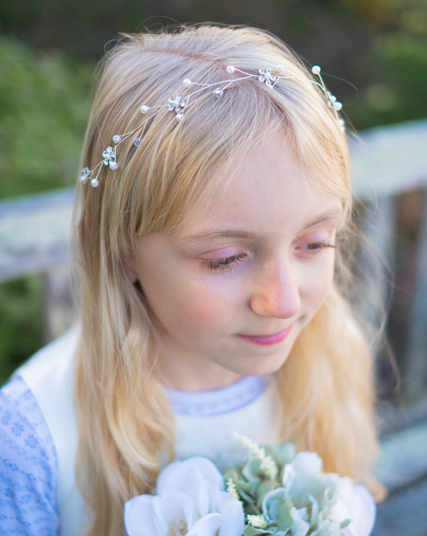 Rhinestone floral hair wreath