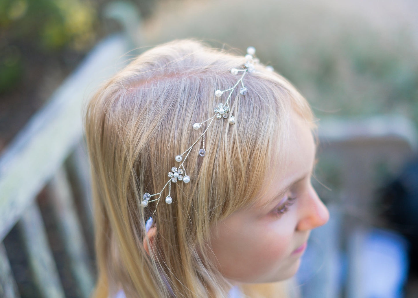 Rhinestone floral hair wreath