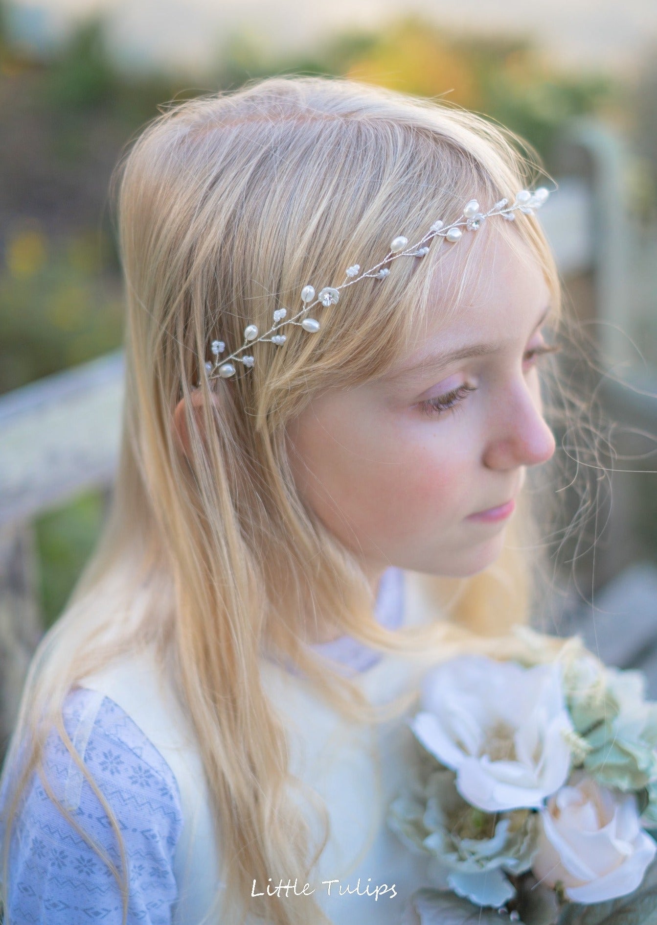 Simple pearl floral hair wreath