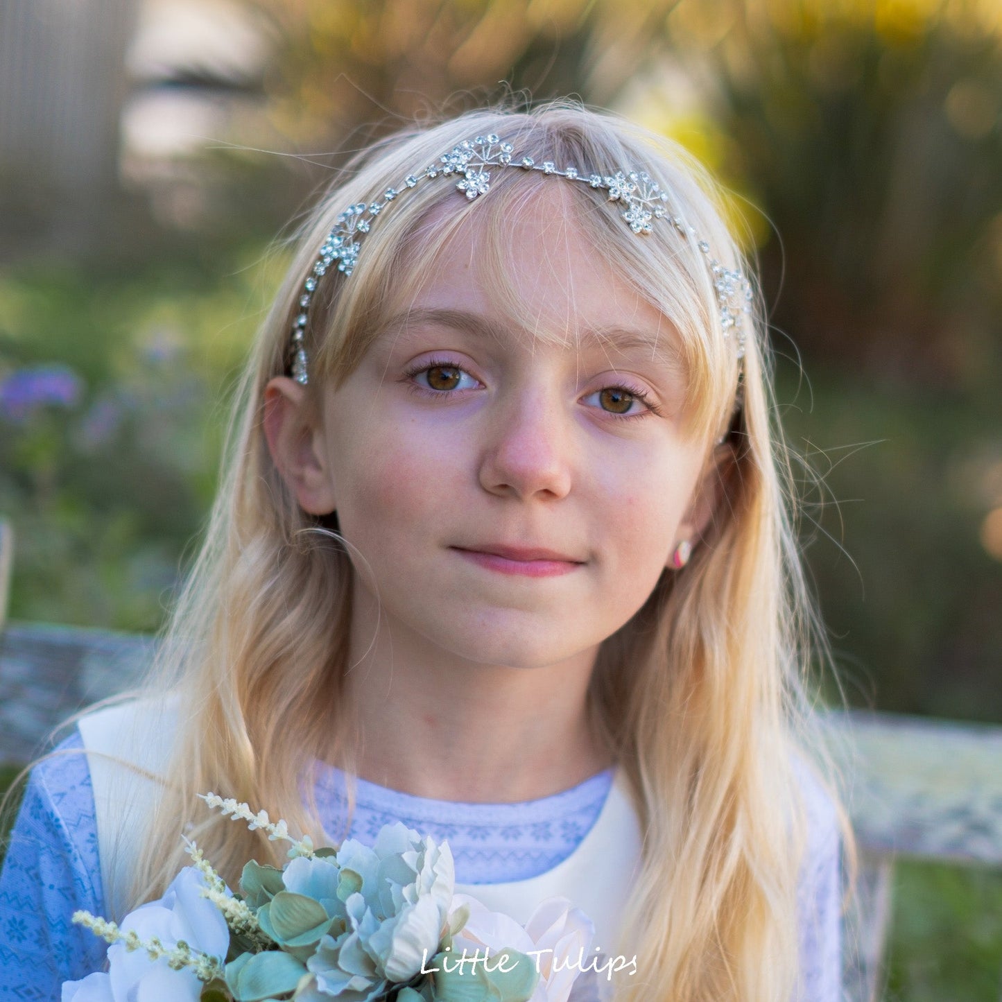 Rhinestone floral hair wreath