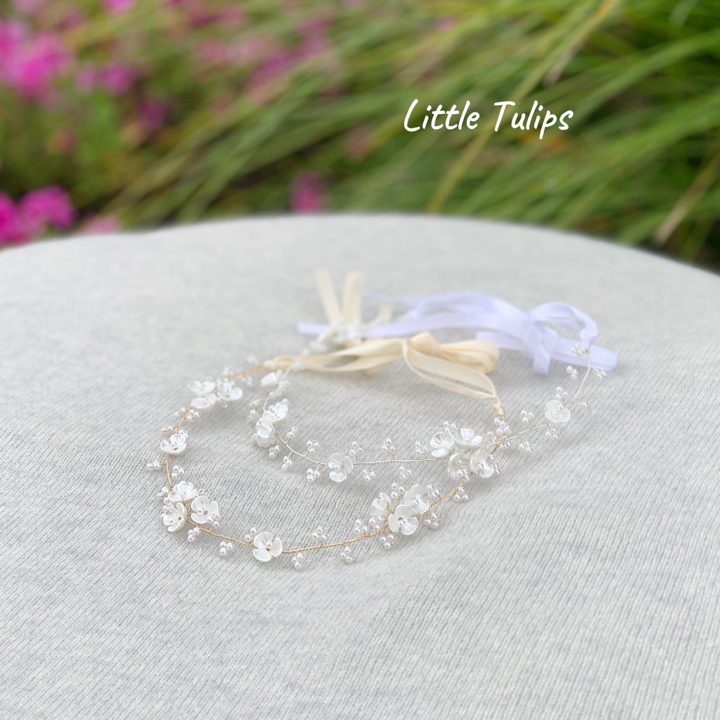 Flower Girl Hair Piece & Initial Necklace Gift Set