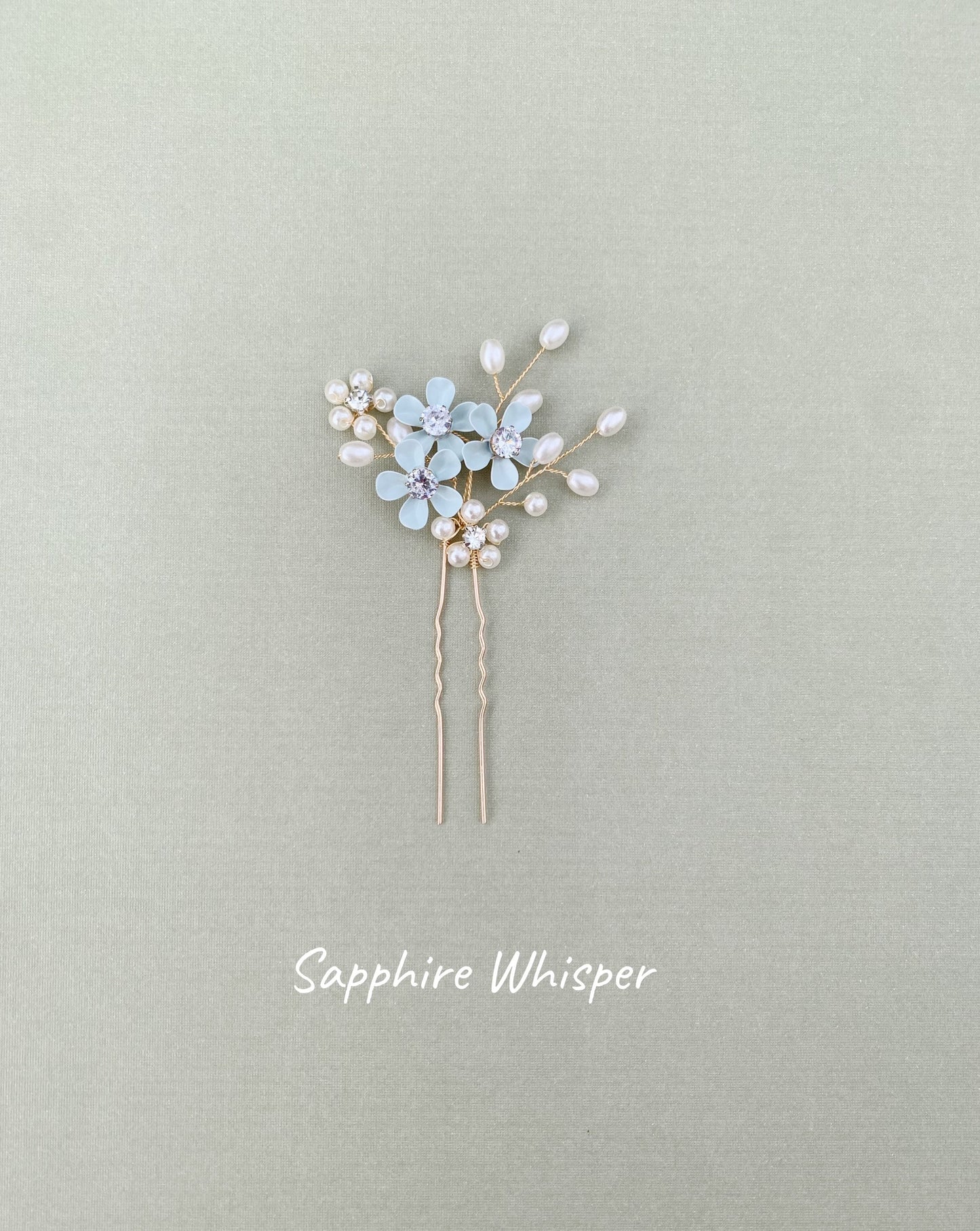 Blue Floral Pearl Hair Pin