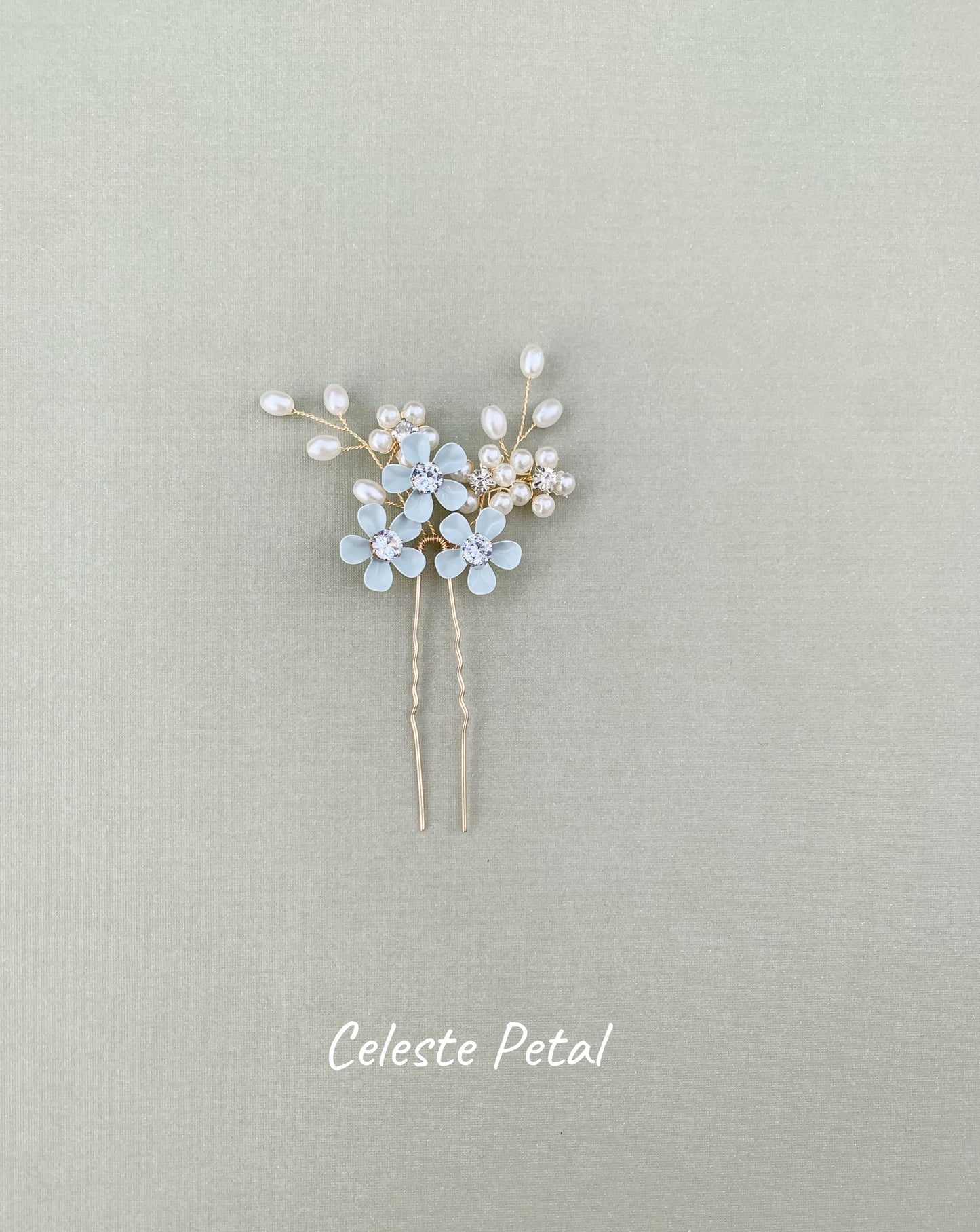 Blue Floral Pearl Hair Pin