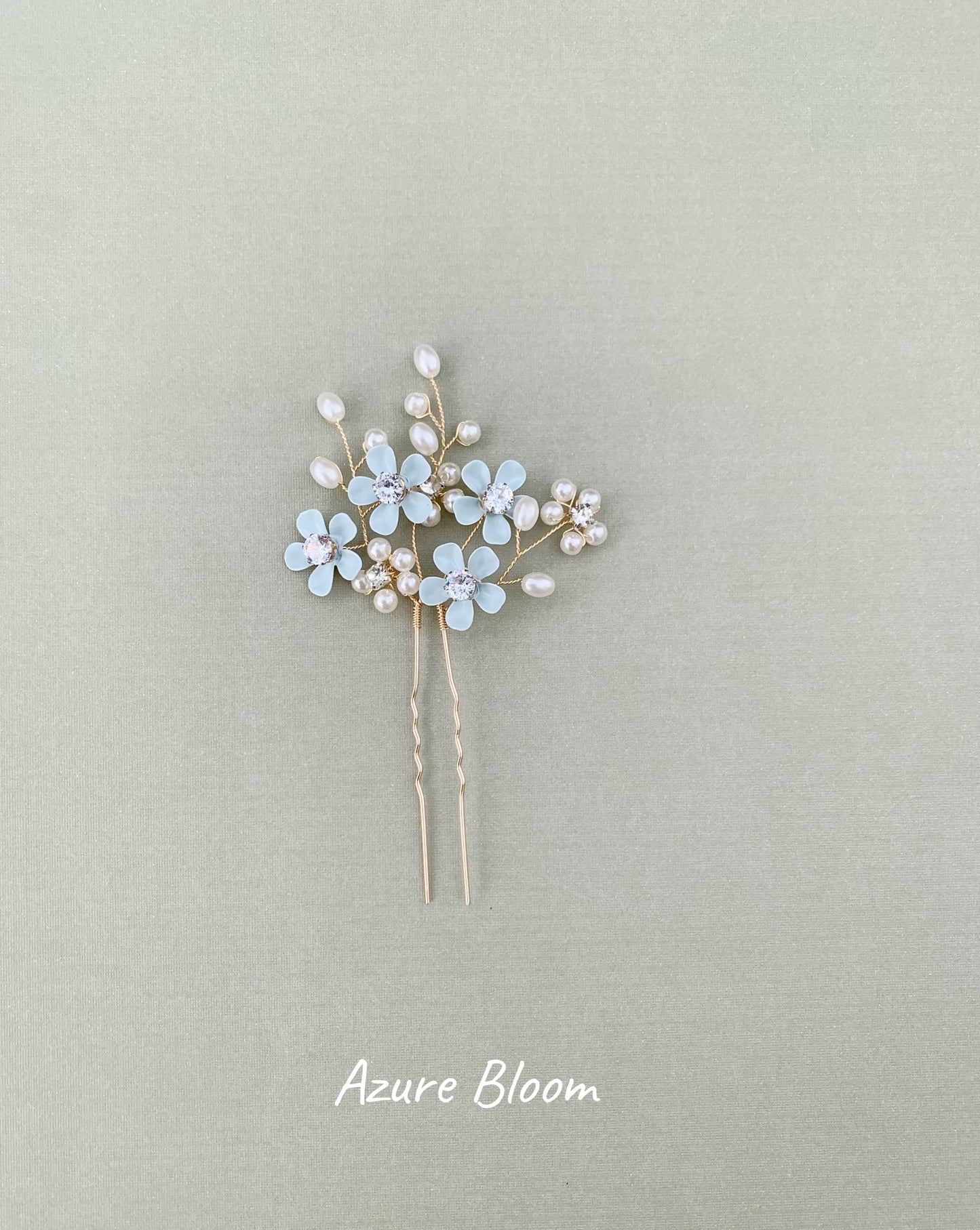 Blue Floral Pearl Hair Pin