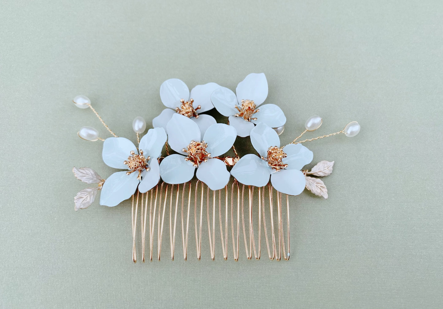 Blue Floral Hair Comb