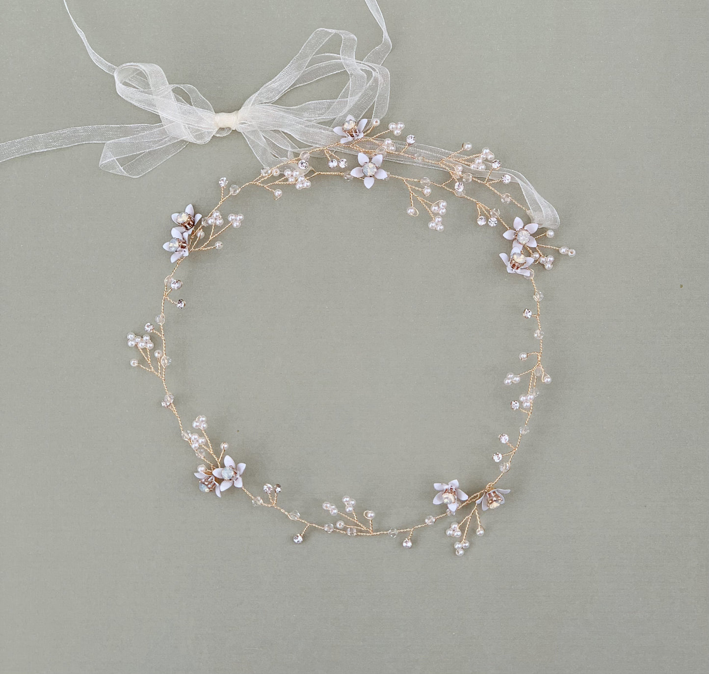 Moonstone floral hair wreath