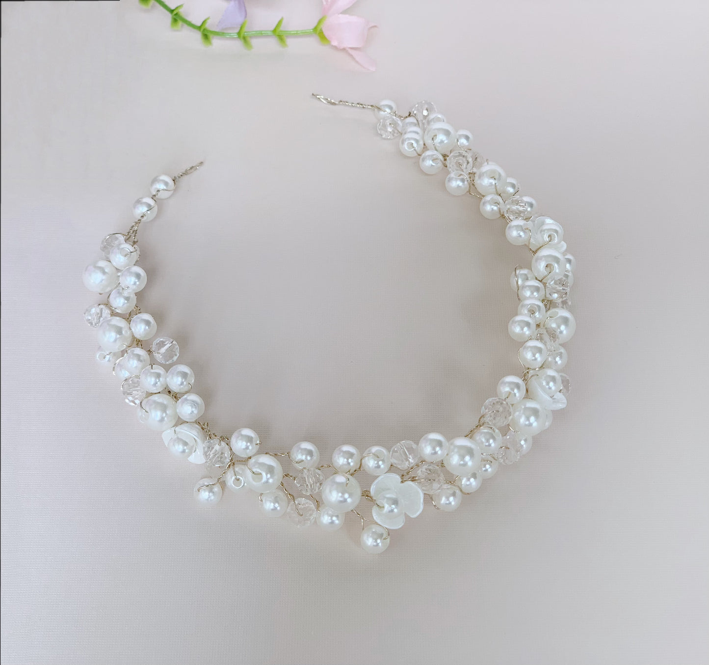 Pearl floral hair wreath