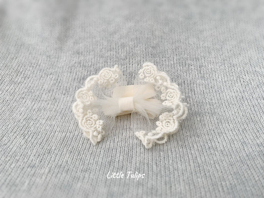 Ivory Baby Lace Bow Headband