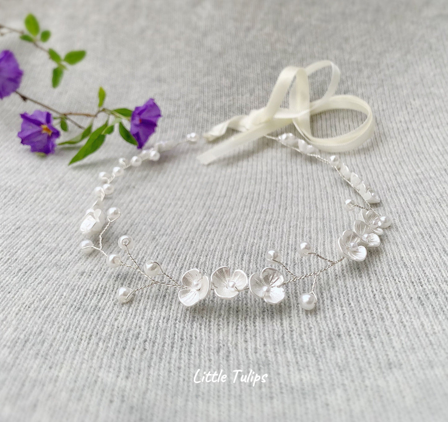 Flower Girl Hair Wreath & Initial Necklace Gift Set