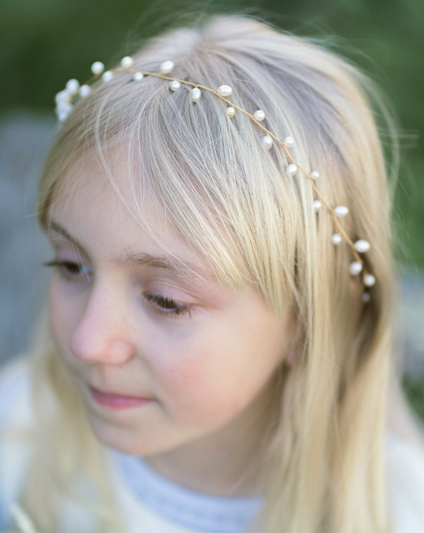 Floral pearl hair wreath