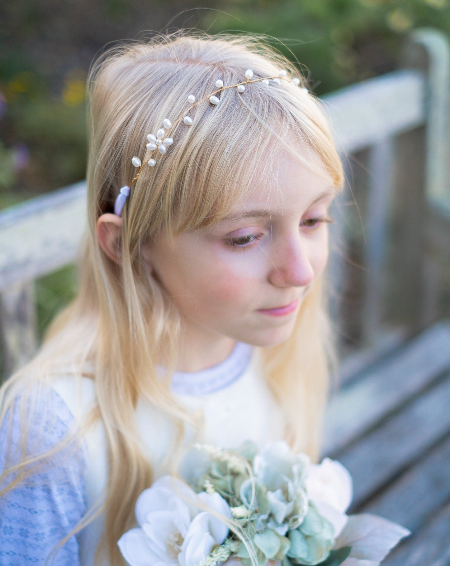 Floral pearl hair wreath