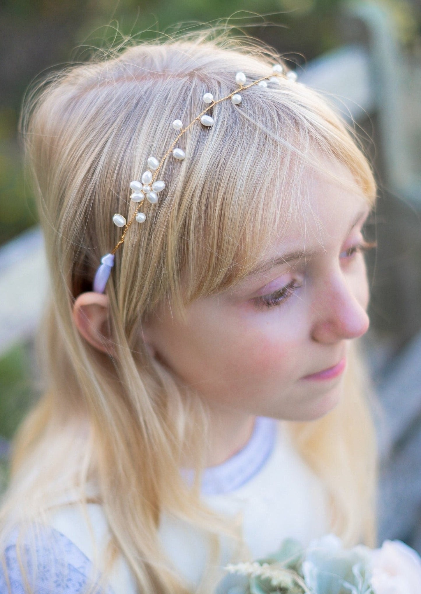 Floral pearl hair wreath