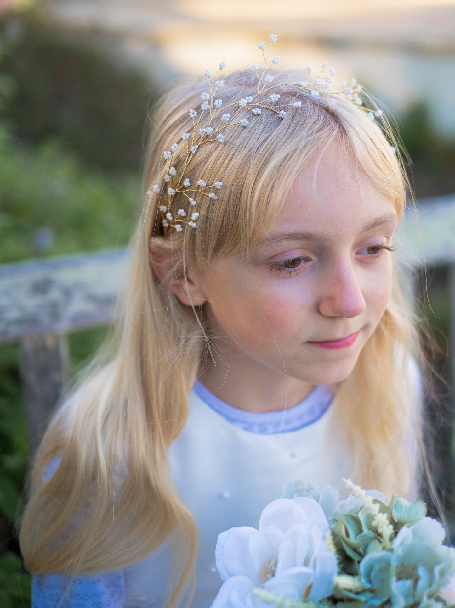 Boho mini pearl hair wreath