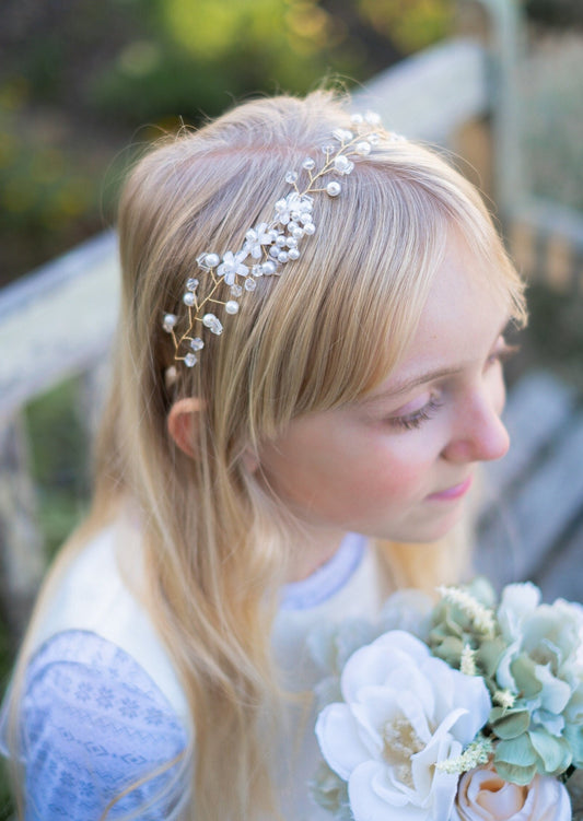 Gold floral hair wreath