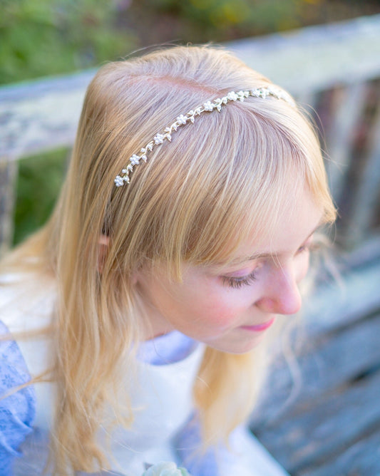 Light gold pearl floral headband