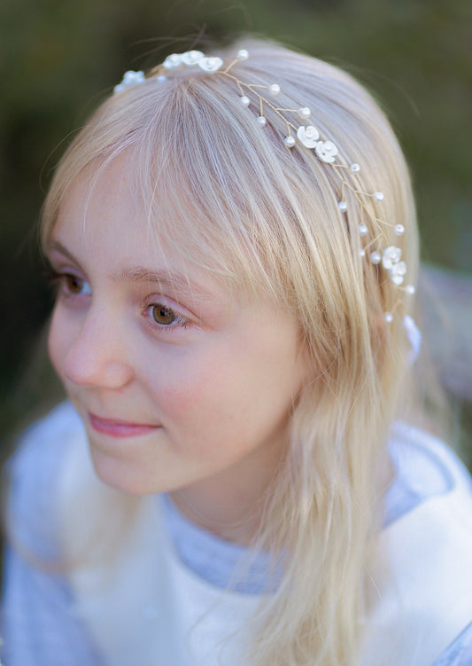 Shell floral hair wreath