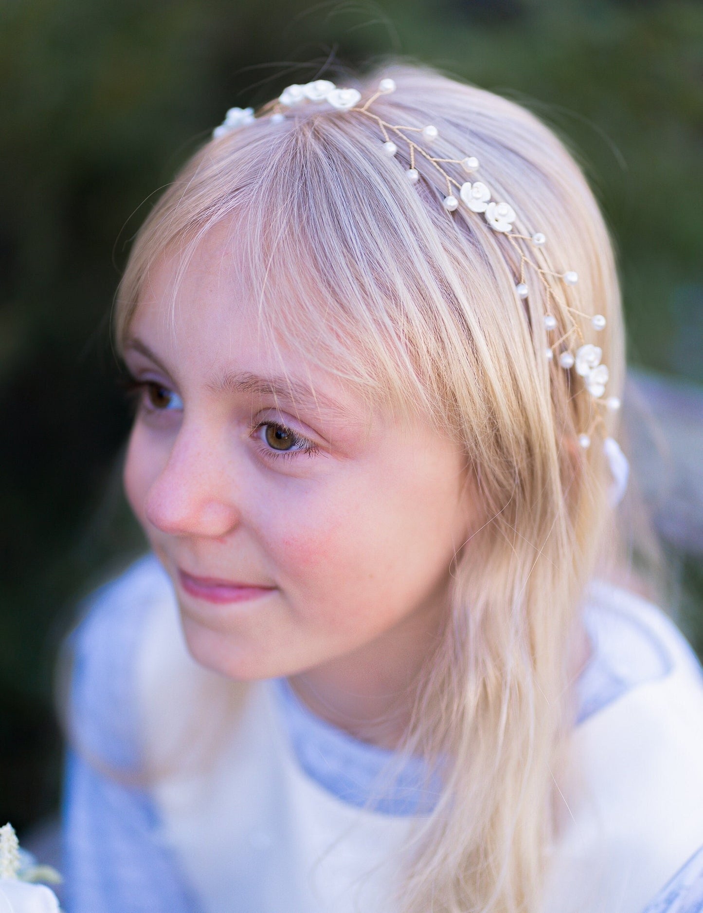 Flower Girl Hair Wreath & Initial Necklace Gift Set