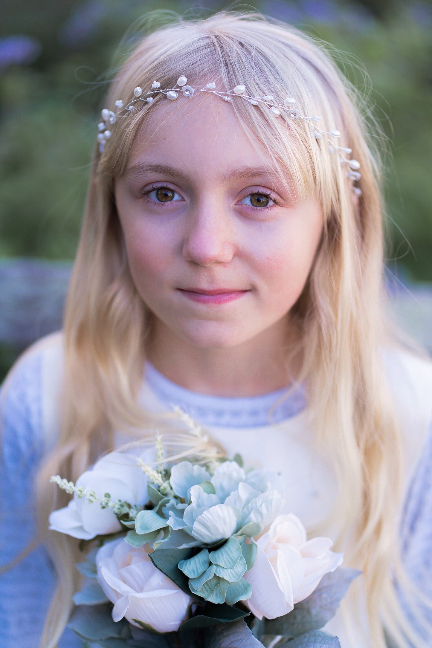 Simple pearl floral hair wreath