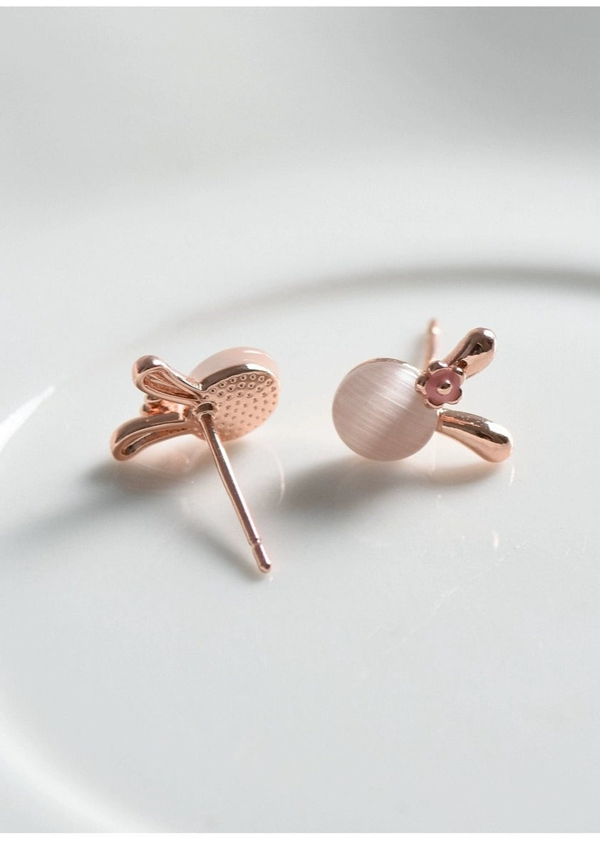 Sterling Sliver Rose Gold  Bunny Earrings