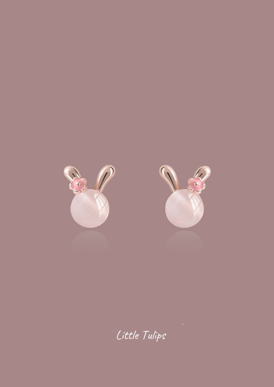 Sterling Sliver Rose Gold  Bunny Earrings