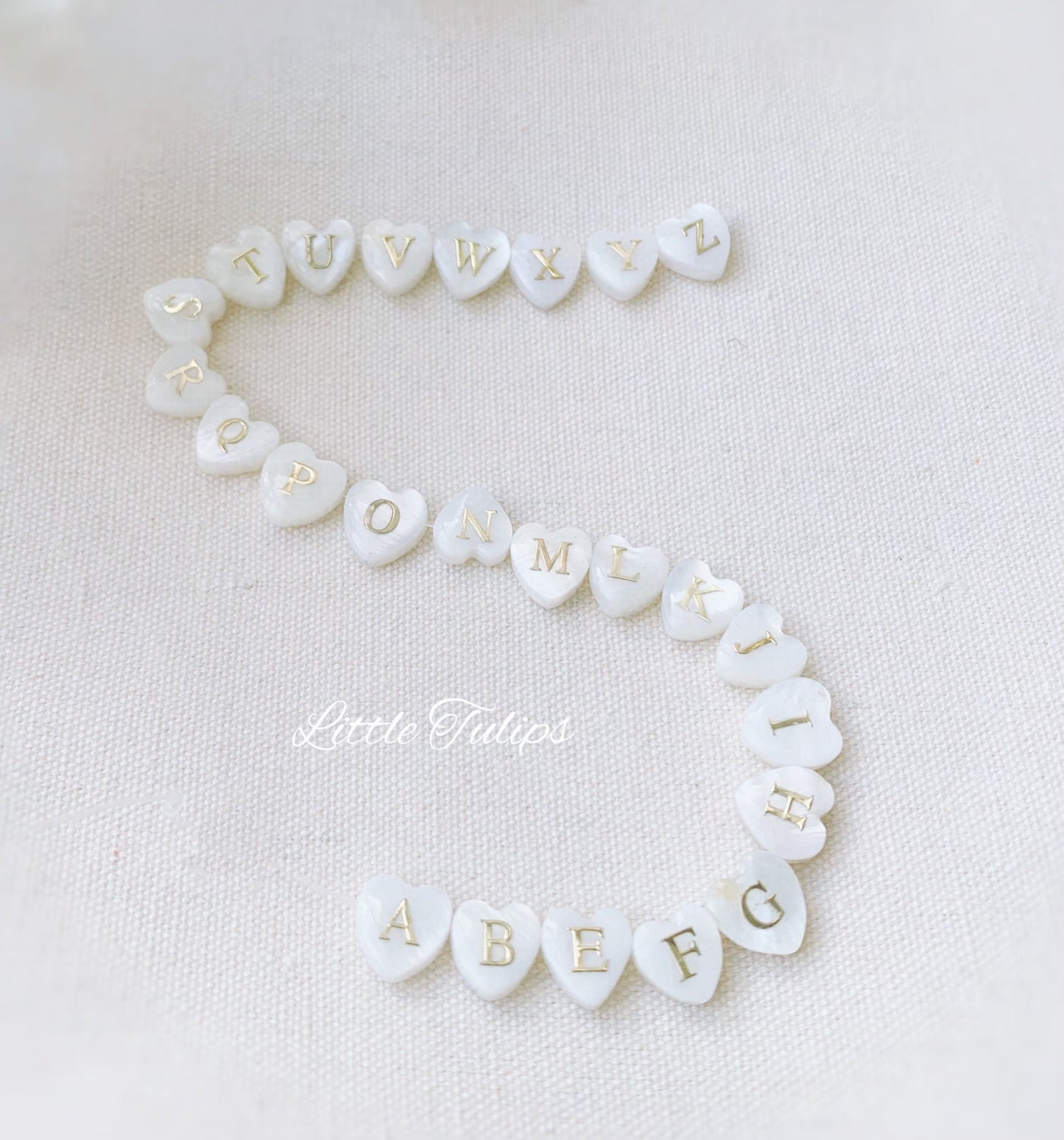 Handcrafted Natural Shell Heart Initial Pearl Bracelet